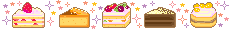 A divider gif with a bunch of floating cakes